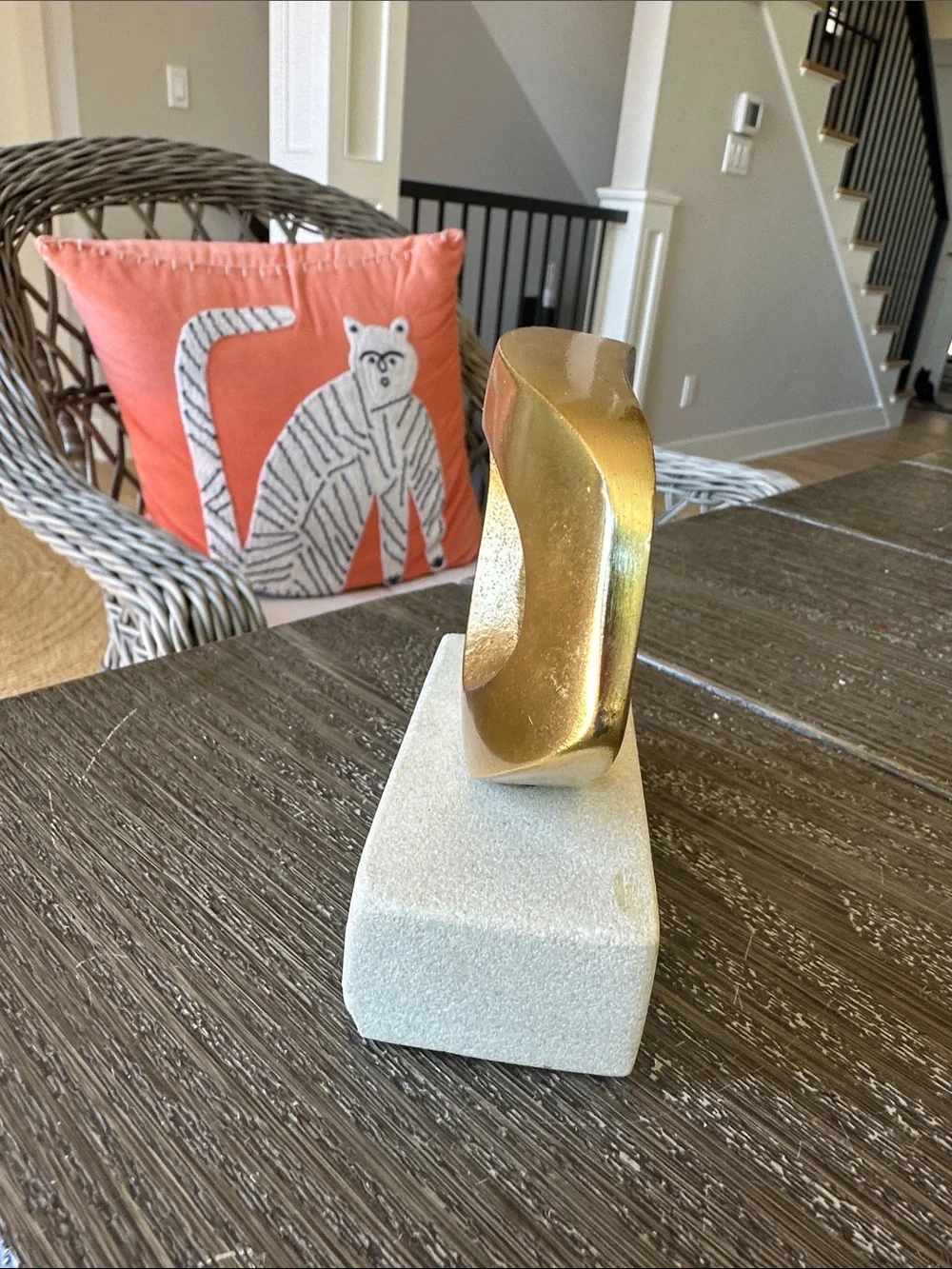 West Elm Mini Gold oval stature on marble 4x4 collectible